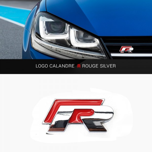 Emblème Logo Calandre R RLine Rouge Silver 58mm pour VW Golf Polo