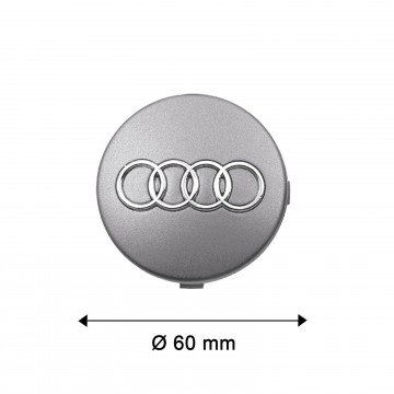 4x Cache Moyeu Audi 69mm Gris Logo Centre Roue jante Embleme